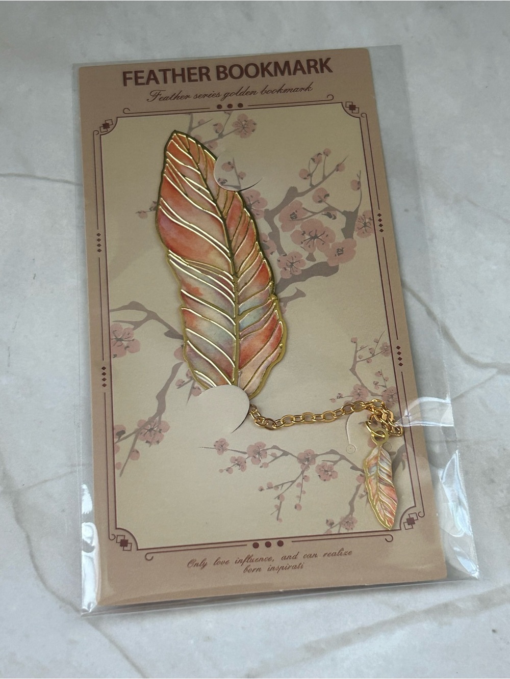 Feather Series Golden Metal Bookmark